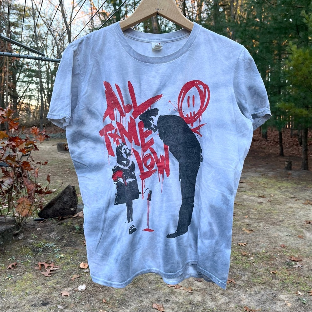 Y2K All Time Low Band T-Shirt Banksy Graffiti Tie Dye Concert Festival